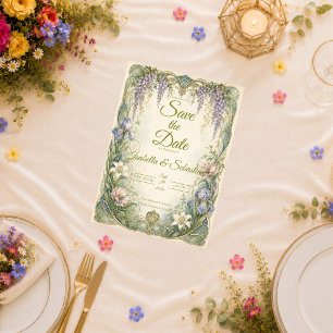 Save The Date Mariage Romantique Art Nouveau sous les Glycines É