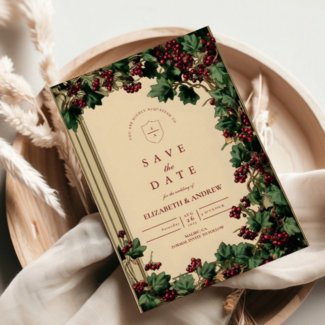 Save The Date Mariage Romantique au Lierre et aux Baies (Créateur téléchargé)