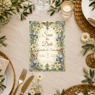 Save The Date Mariage Romantique Botanique Art Nouveau Éthéré