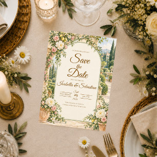 Save The Date Mariage romantique dans un jardin italien