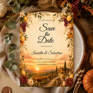 Save The Date Mariage Romantique d'Automne Tuscan Rustique