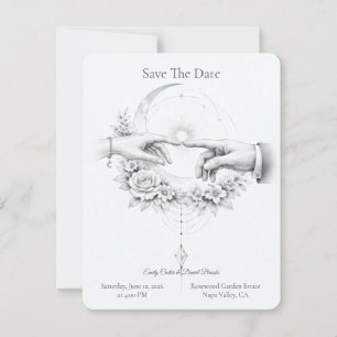 Save The Date Mariage Romantique Mains Design Minimaliste