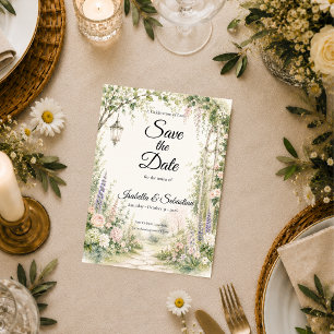 Save The Date Mariage Romantique sous l'Arche du Jardin Enchanté