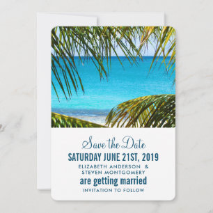 Save The Date Mariage romantique turquoise sur une plage tropica