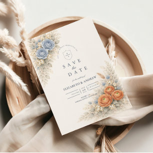 Save The Date Mariage Rose Bleue Botanique