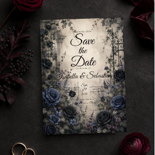 Save The Date Mariage Rose Gothique Bleue Moody