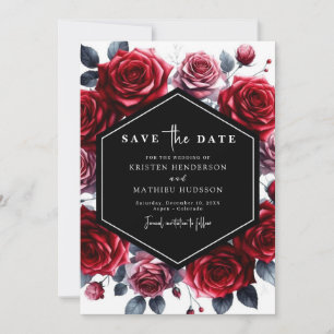 Save The Date Mariage rouge Crimson d'aquarelle minimaliste