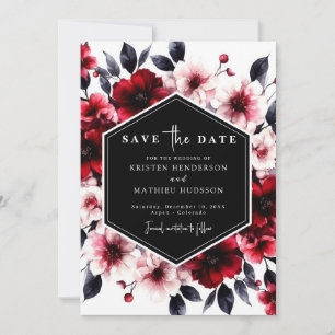 Save The Date Mariage rouge Crimson minimaliste unique