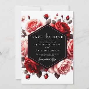 Save The Date Mariage rouge de Crimson romantique moderne