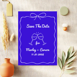 Save The Date Mariage royal bleu épicé