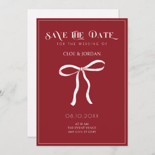 Save The Date Mariage ruban arc rouge