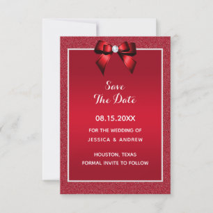 Save The Date Mariage Rubis Rouge et Bijou Élégant