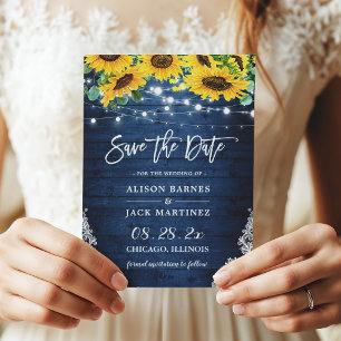 Save The Date Mariage Russe Blue Sunflower