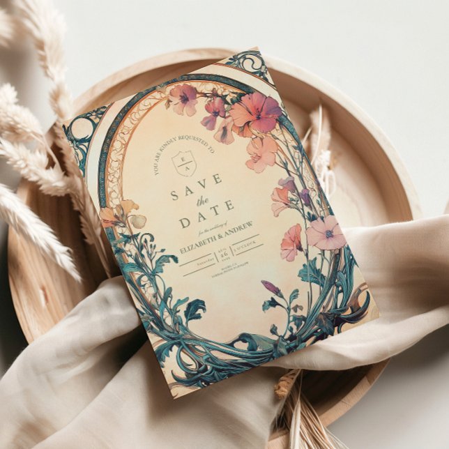 Save The Date Mariage Rust Blue Bloom (Créateur téléchargé)