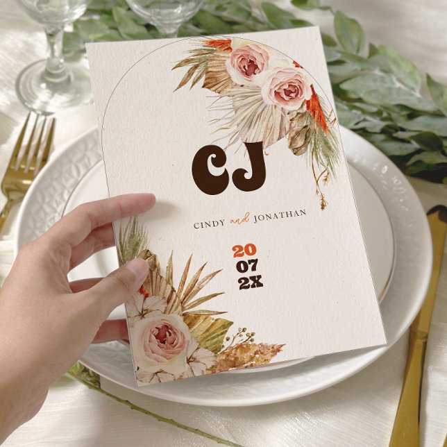 Save The Date Mariage rustique bohème avec herbe de la Pampa (Créateur téléchargé)