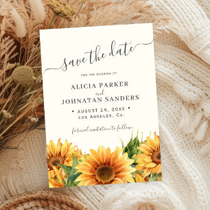 Save The Date Mariage rustique bohème été tournesol jardin ivoir