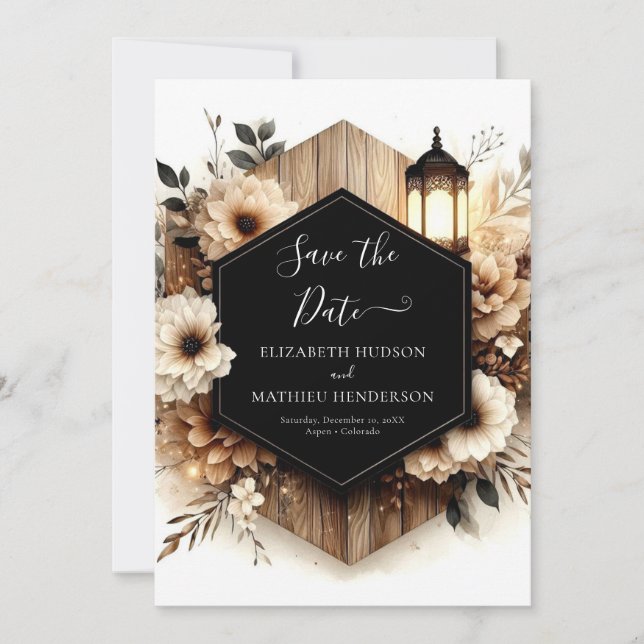 Save The Date Mariage rustique Boho unique (Devant)