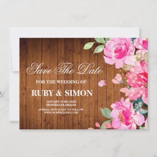 Save The Date Mariage Rustique Bois Guirlande Lumineuse Florale