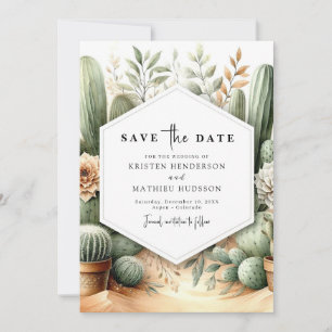 Save The Date Mariage rustique de Cactus du Sud