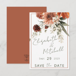 Save The Date Mariage Rustique de fleurs de rouille en terre cui