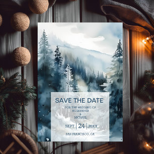 Save The Date Mariage rustique de l'arbre de pin aquarelle
