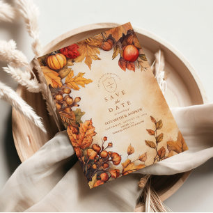 Save The Date Mariage Rustique de récolte d'automne