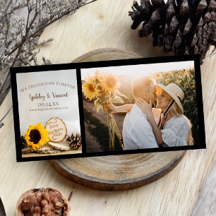 Save The Date Mariage rustique de Tournesol en bois Enregistrer 