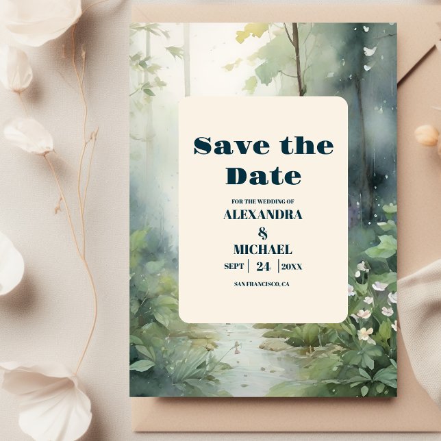 Save The Date Mariage rustique élégant de la forêt de montagne (Créateur téléchargé)
