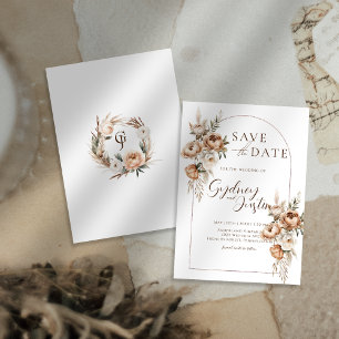 Save The Date Mariage rustique floral Pampas épouvantable