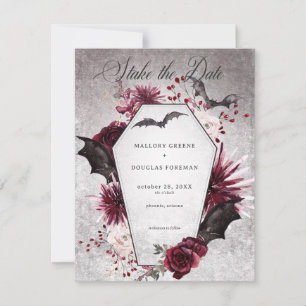 Save The Date Mariage rustique gothique noir et burgundy pour Ha