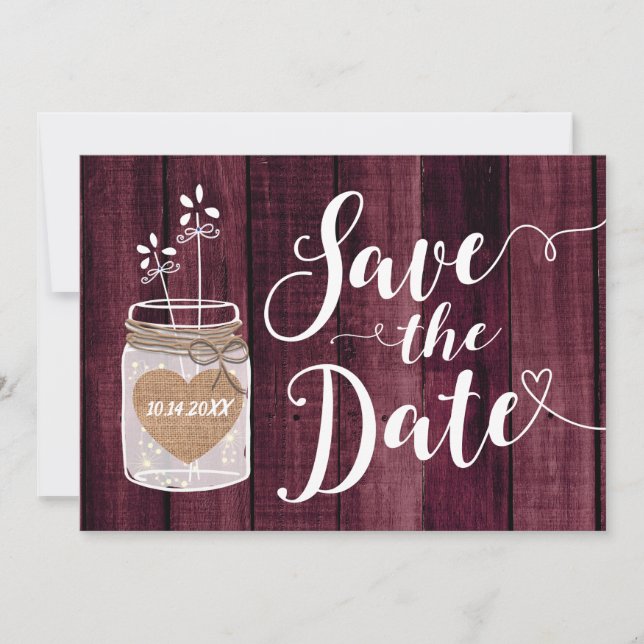 Save The Date Mariage Rustique Moderne dans un Pot en Terre "Sav (Devant)
