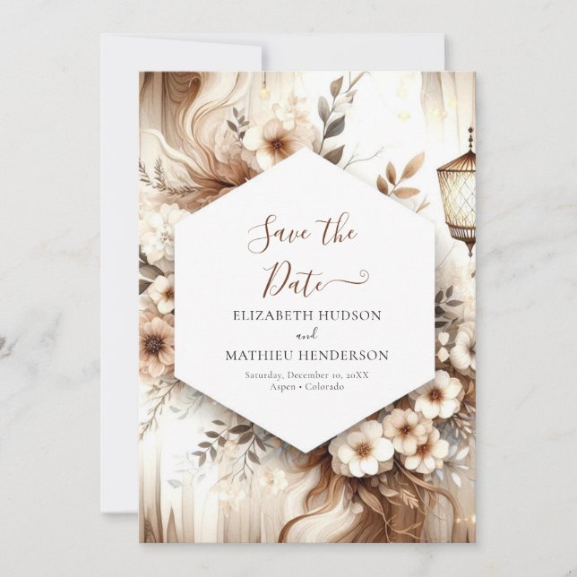 Save The Date Mariage rustique modifiable minimal (Devant)