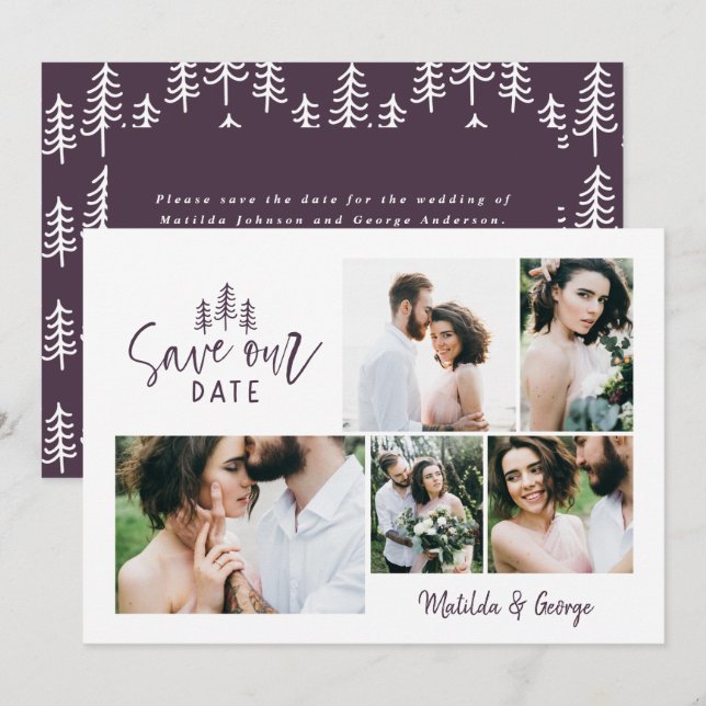 Save The Date mariage rustique multi-photo moderne (Devant / Derrière)