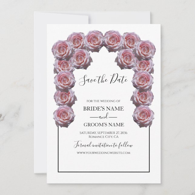 Save The Date Mariage Rustique Rose Rose Clair Enregistrer La Da (Devant)