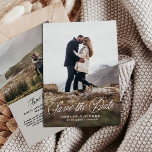 Save The Date Mariage rustique simple et élégant avec deux photo