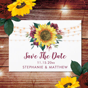 Save The Date Mariage Rustique Tournesol Lumières Enregistrer La