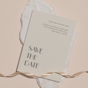 Save The Date Mariage Sable Crème Typographie Art Déco