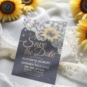 Save The Date Mariage Sauvegarder La Date Dentelle Tournesol Cha