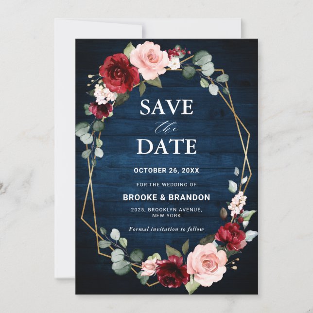Save The Date Mariage Savoir Faire Moderne Géométrique Floral Ro (Devant)