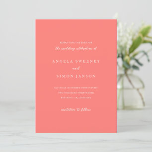 Save The Date Mariage Simple Corail Vibrant Moderne