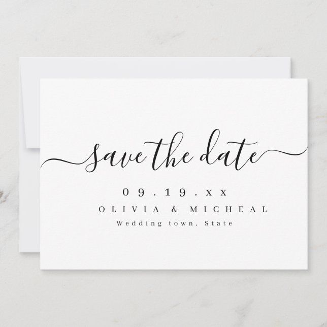 Save The Date Mariage simple et élégant moderne enregistrer la d (Devant)