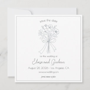 Save The Date Mariage simple Fleur et Bow à main blanche