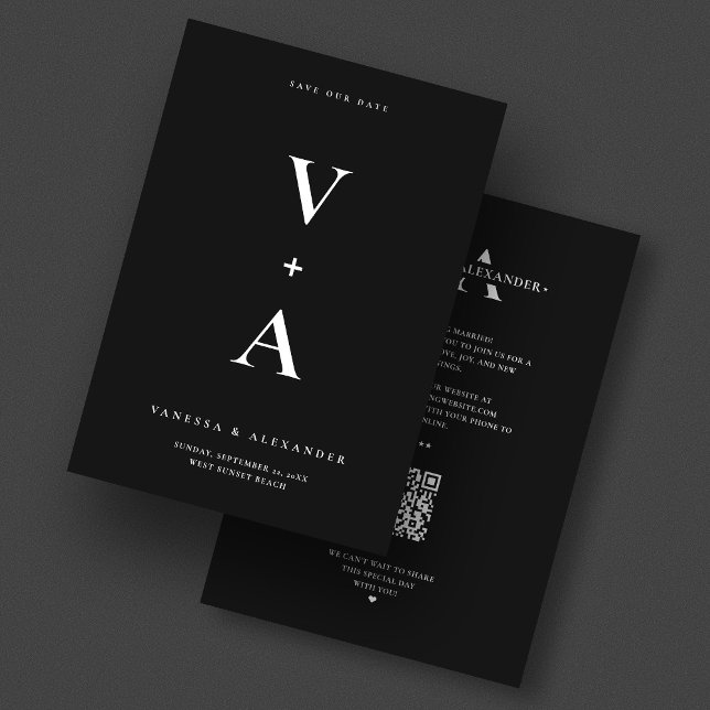 Save The Date Mariage simple monogramme noir moderne (Modern Simple Monogram Black Wedding Save The Date
)