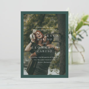 Save The Date Mariage Simple Photo Classique Vert Émeraude