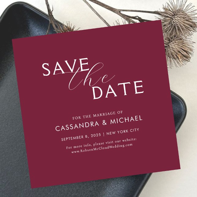 Save The Date Mariage simple typographie violet et blanc (Créateur téléchargé)