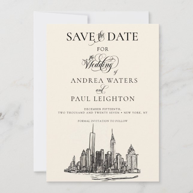 Save The Date Mariage Skyline de New York (Devant)