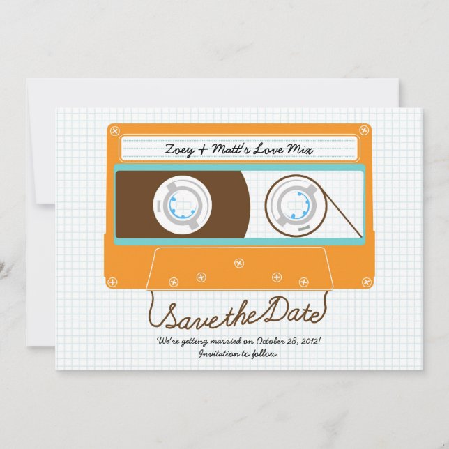 Save The Date Mariage sur bande mixte Indie (Orange/Ciel) Économ (Devant)