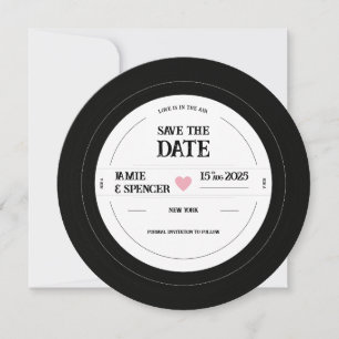 Save The Date Mariage sur disque vinyle rétro unique, date à ret