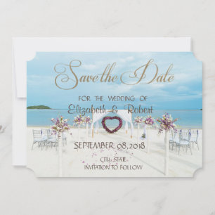 Save The Date Mariage sur la Plage, Berceau Floral   Enregistrez