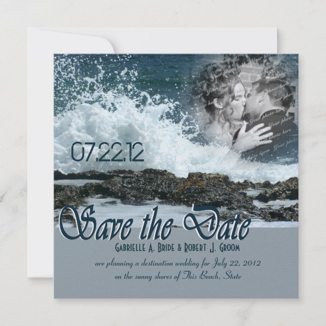 Save The Date Mariage sur la plage côtière (Devant)